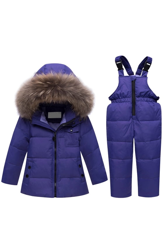 Toddler Girls Ski Jackets and Pants, Athletic Thermal Full Zip 2 Pieces Ski Outfits Purple Size 3-4 T