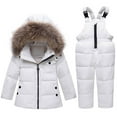 thumbnail image 1 of CYRBOKO Toddler Girls Ski Jackets and Pants, Thermal 2 Pieces Athletic Full Zip Ski Outfits White Size 2-3 T, 1 of 2