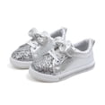 thumbnail image 1 of CYRBOKO Toddler Girls Sneakers, Non-slip Slip On Soft Sole Comfortable Walking Shoes Silver Size 4-4.5 T, 1 of 4
