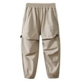 thumbnail image 1 of CYRBOKO Toddler Girls Summer Cargo Pants, Elastic Waist Loose Lightweight Casual Joggers with Pockets Khaki Size 4-5 T, 1 of 5