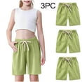 thumbnail image 1 of CYRBOKO Toddler Girls Summer Shorts, Drawstring Elastic Waist 3 PACK Athletic Shorts with Pockets Green Size 3-4T, 1 of 9