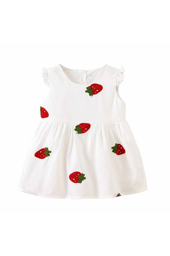 Toddler Girls Sundresses 2025, Flutter Sleeve Embroidered Cotton Holiday Princess Dresses White Size 3-4 T