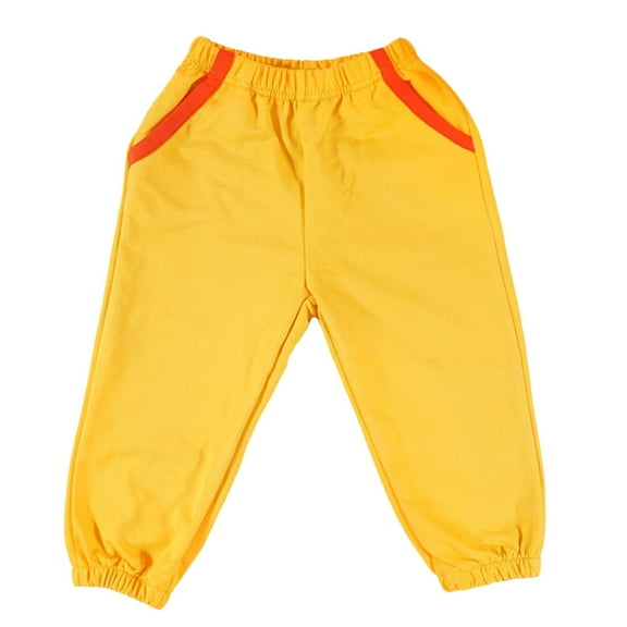 CYRBOKO Toddler Girls Sweatpants, Cotton Elastic Waist Loose Fall Joggers with Pockets Yellow Size 2-3 T