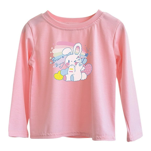 CYRBOKO Toddler Girls Sweatshirts, Cotton Loose Casual Printed Long Sleeve Tops Pink Size 3-4 T