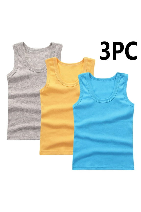 Toddler Girls Tank Tops 2025, Crewneck Cotton Lightweight 3 Pack Sleeveless Undershirts Gold Size 3-4 T