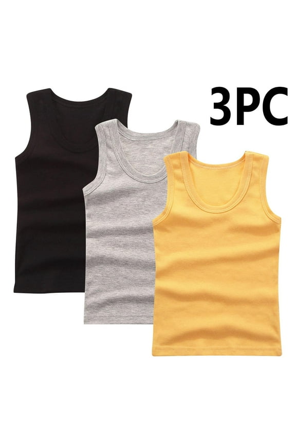 Toddler Girls Tank Tops, Crewneck 3-Pack Soft Cotton Sleeveless Tops Gold Size 2-3 T
