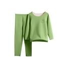 thumbnail image 1 of CYRBOKO Toddler Girls Thermal Sets, Crew Neck Elastic Waist Soft Long Sleeve Top and Pants Sets Green Size 2-4 T, 1 of 2