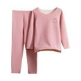 thumbnail image 1 of CYRBOKO Toddler Girls Thermal Sets, Elastic Waist Lightweight Cotton Long Sleeve Loungewear Sets Pink Size 2-3 T, 1 of 2