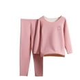 thumbnail image 1 of CYRBOKO Toddler Girls Thermal Sets, Elastic Waist Soft Long Sleeve Crew Neck Top and Pants Sets Pink Size 2-4 T, 1 of 2
