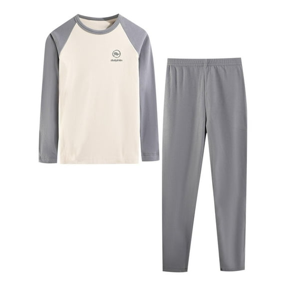 CYRBOKO Toddler Girls Underwear Sets, Elastic Waist Cotton Long Sleeve 2-piece Loungewear Sets Gray Size 4-5 T