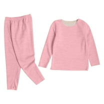 CYRBOKO Toddler Girls' Underwear Sets, Winter Long Sleeve Cotton Elastic Waist Loungewear Sets Pink Size 1-2 T