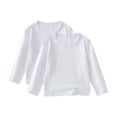 thumbnail image 1 of CYRBOKO Toddler Boys Long Sleeve Tops, Crew Neck Cotton Comfy 2 Pack Boys and Girls Fall Clothing White Size 1-2 T, 1 of 4