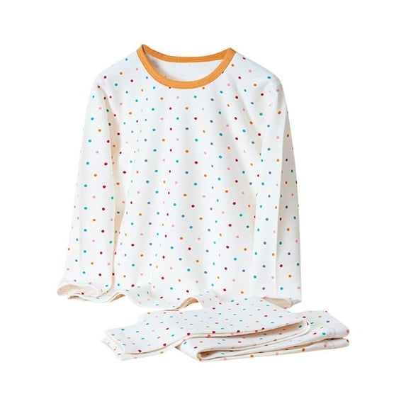 CYRBOKO Underwear Sets for Toddler Girls, Soft Cotton Elastic Waist Long Sleeve Loungewear Sets Beige Size 3-4 T