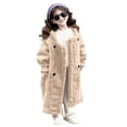 thumbnail image 1 of CYRBOKO Winter Jackets for Girls, Button Fashion Mid-length Thermal Outerwear for Cold Weather Beige Size 5-6 T, 1 of 8