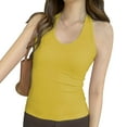thumbnail image 1 of CYRBOKO Women's Backless Tank Tops, Soft Halterneck Summer 2025 Sleeveless Tops Yellow Size M, 1 of 4