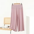 thumbnail image 1 of CYRBOKO Women's Capri Pants, Soft Elastic Waist Casual Loose Straight Leg Pants Pink Size XL, 1 of 6