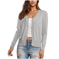 thumbnail image 1 of CYRBOKO Women's Cardigans, Stretchy Button Closure V Neck Long Sleeve Lightweight Soft Knit Sweaters Gray Size XL, 1 of 6