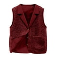 thumbnail image 1 of CYRBOKO Women's Fleece Vests with Pockets, Fall Lapel Button Sleeveless Vests for Women Wine Size 2XL, 1 of 4