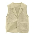 thumbnail image 1 of CYRBOKO Women's Fleece Vests with Pockets, Lapel Button Sleeveless Fall Vests for Women Beige Size XL, 1 of 4