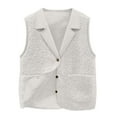 thumbnail image 1 of CYRBOKO Women's Fleece Vests with Pockets, Lapel Sleeveless Fall Button Vests for Women White Size M, 1 of 4