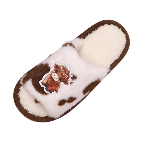 CYRBOKO Women's Fuzzy Slippers, Open Toe Soft Comfy Winter Slide Slippers for Women Coffee Size 10-10.5