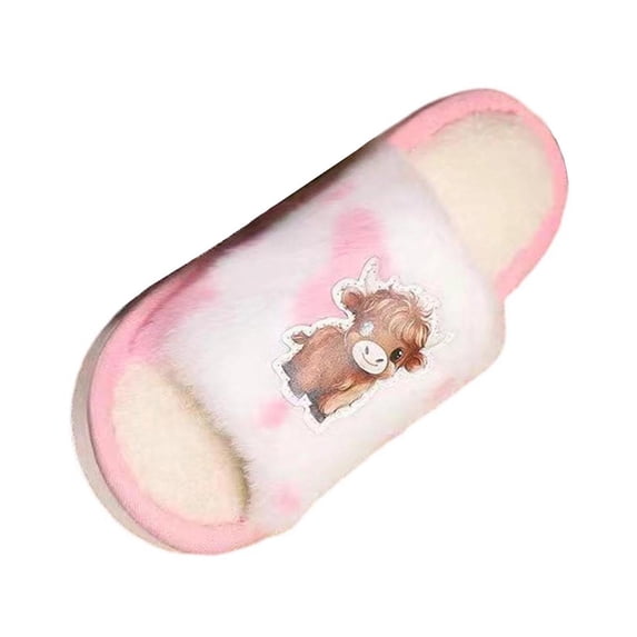 CYRBOKO Women's Fuzzy Slippers, Soft Winter Comfy Open Toe Slide Slippers for Women Pink Size 9-9.5