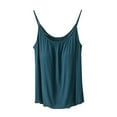 thumbnail image 1 of CYRBOKO Women's Padded Tank Tops, Casual Padded Crew Neck Sleeveless Spaghetti strap top Green Size XL, 1 of 5