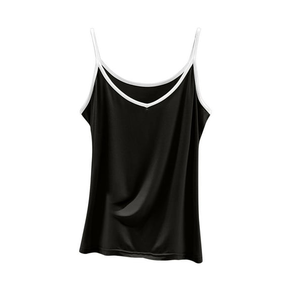 CYRBOKO Women's Pullover Tank Tops, V-Neck Sleeveless Breathable Summer Spaghetti strap top Black Size XL