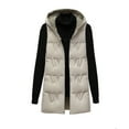 thumbnail image 1 of CYRBOKO Women's Quilted Puffer Vests, Hooded Sleeveless Full Zip Thermal Winter Outerwear Beige Size XL, 1 of 8