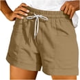 thumbnail image 1 of CYRBOKO Women's Summer Shorts with Pockets, Casual Relaxed Fit Elastic Waist Drawstring Womens Shorts Bermuda Shorts Khaki Size 2XL, 1 of 5