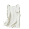 thumbnail image 1 of CYRBOKO Women's Summer Tank Tops, Breathable Crew Neck Loose Casual Sleeveless Tops White Size L, 1 of 4