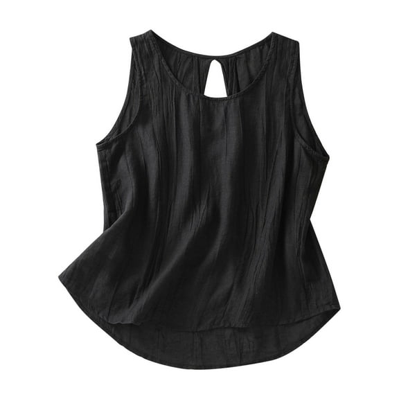 CYRBOKO Women's Summer Tank Tops, Loose Casual Crew Neck Loose Sleeveless Clothings Black Size M