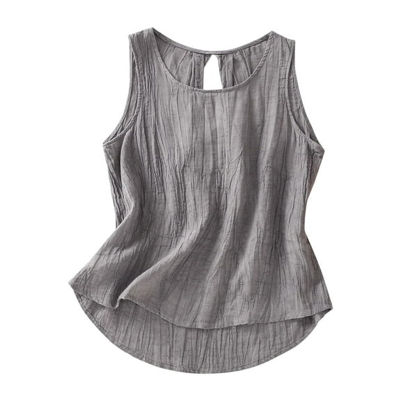 CYRBOKO Women's Summer Tank Tops, Loose Crew Neck Casual Loose Sleeveless Clothings Gray Size 3XL
