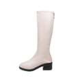 thumbnail image 1 of CYRBOKO Women's Tall Boots, Zipper Pointy Toe Fashionable Square Mid Heel Women's Shoes White Size 8.5, 1 of 6