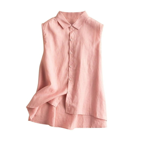 CYRBOKO Women's Tank Tops 2025, Loose Casual Turn-down Collar Sleeveless Summer Clothings Pink Size S-4XL