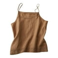 thumbnail image 1 of CYRBOKO Women's Tank Tops 2025, Summer Sleeveless Casual V-Neck Spaghetti strap top Coffee Size M-2XL, 1 of 6