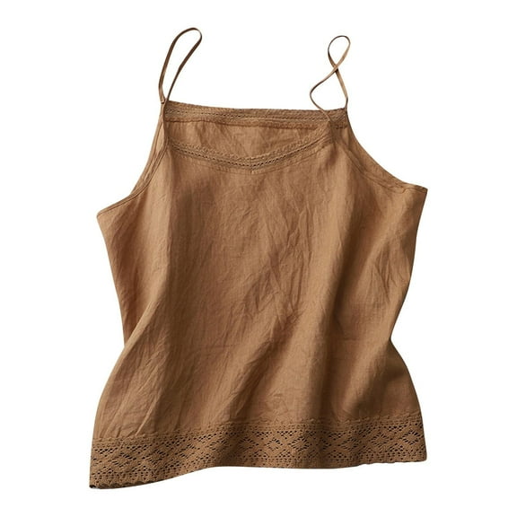 CYRBOKO Women's Tank Tops 2025, Summer Sleeveless Casual V-Neck Spaghetti strap top Coffee Size M-2XL