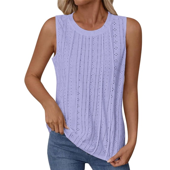 CYRBOKO Women's Tank Tops, Casual Crew Neck Pullover Summer Sleeveless Tops Purple Size XL