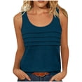 thumbnail image 1 of CYRBOKO Women's Tank Tops, Casual Summer Crew Neck Pleated Sleeveless T-Shirts Navy Size L, 1 of 5