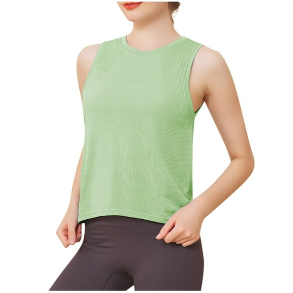 CYRBOKO Women's Tank Tops, Crew Neck Soft Summer Casual Sleeveless Tops Green Size S-XL