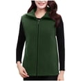 thumbnail image 1 of CYRBOKO Women's Vests with Zipper, Winter Thermal Sleeveless Lapel Outerwear for Cold Weather Green Size 2XL, 1 of 6