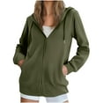 thumbnail image 1 of OWUUcdse Womens Full Zip Hoodies, Stretchy Casual Long Sleeve Loose Womens Sweatshirts Green Size S, 1 of 6