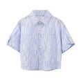 thumbnail image 1 of CYRBOKOToddler Boys Button Down Shirts, Cotton Vacation Thin Casual Short Sleeve Tops Blue Size 5-6 T, 1 of 3
