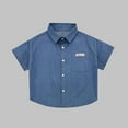 thumbnail image 1 of CYRBOKOToddler Boys Denim Button Down Shirts, Comfy Summer Short Sleeve Casual Shirts with Pocket Sky Blue Size 7-8 T, 1 of 3