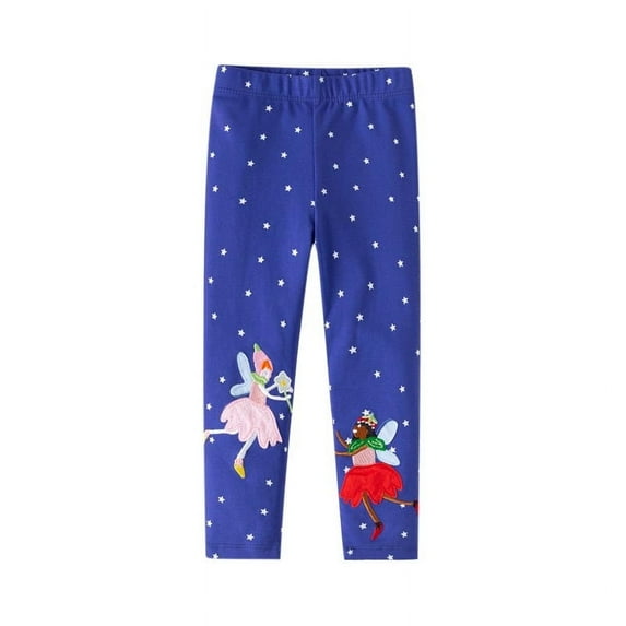 CYRBOKOToddler Girls Leggings, Cotton Soft Elastic Waist Stretch Skinny Pants Blue Size 6 T