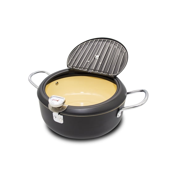 Japanese Tempura Deep Fryer Pot with Thermometer 2.3L/8inch- Nonstick Coating Frying Pot, Heatup Fast, Oil Fryer Perfect for COUPLES