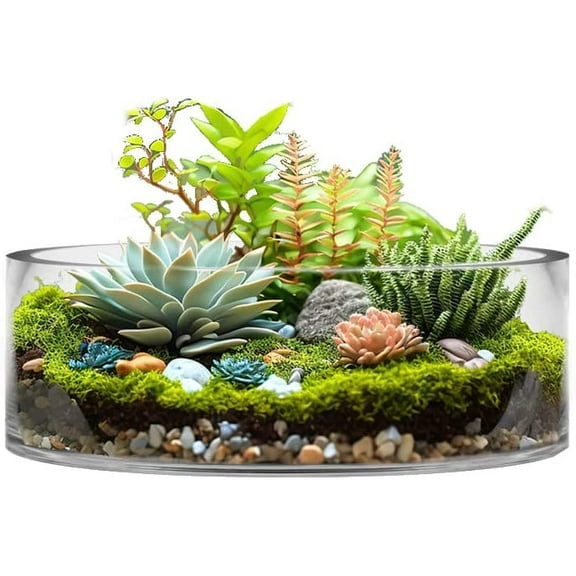 CYS Excel Large Glass Cylinder Vase (H:4" D:14") Flower Vase Centerpieces Hurricane Floating Pillar Candle Holder Terrarium Planter