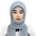 thumbnail image 1 of CYSFASHION 3 In 1 Beanie Hat With Scarf And Mask Cold Warm Womens Scarfs Trapper Women's Hats & Caps Face Masks Grey, 1 of 7