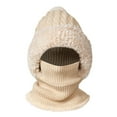thumbnail image 1 of CYSFASHION 3 In 1 Beanie Hat With Scarf And Mask Warm Scrub Caps Women Womens Scarves Fitness Face Masks Beige, 1 of 8