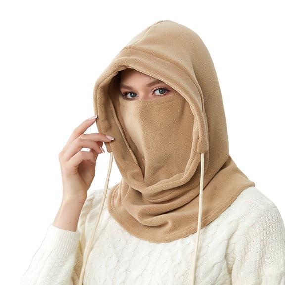 CYSFASHION 3 in 1 Beanie Hat Cozy Beanies Women Fashion Accessories Face Masks Skiing Women's Hats Khaki